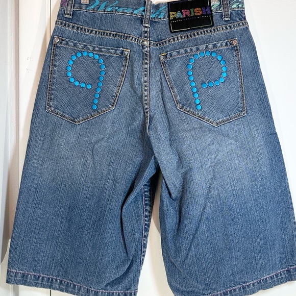 Parish Light Blue-Wash Cotton Denim Shorts 32 waist NWOT - Picture 4 of 16